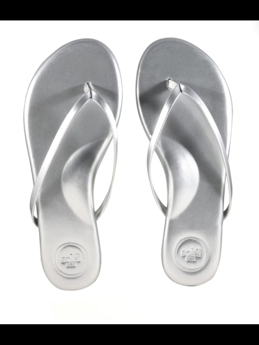 Solei Sea Indie Soft Silver Metallic Women's Flip Flop Sandals, Size 9, NWT